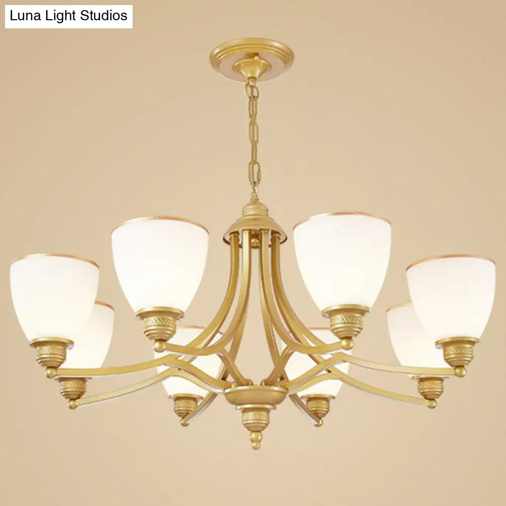 Vintage Frosted Glass Chandelier Pendant Light For Living Room Decor