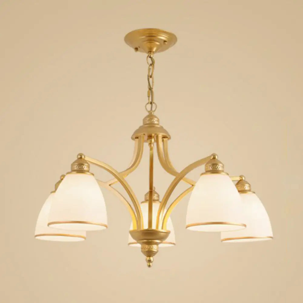 Vintage Frosted Glass Chandelier Pendant Light For Living Room Decor 5 / Gold Down