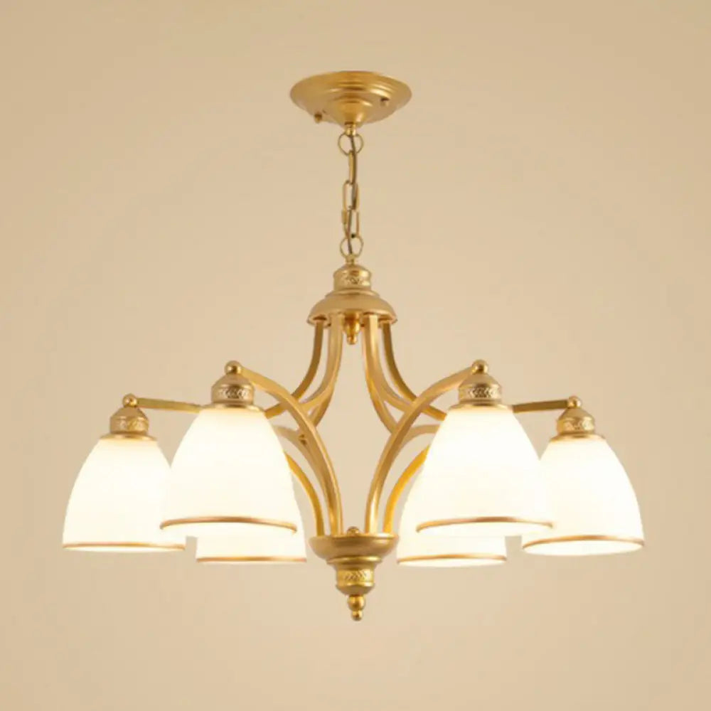 Vintage Frosted Glass Chandelier Pendant Light For Living Room Decor 6 / Gold Down