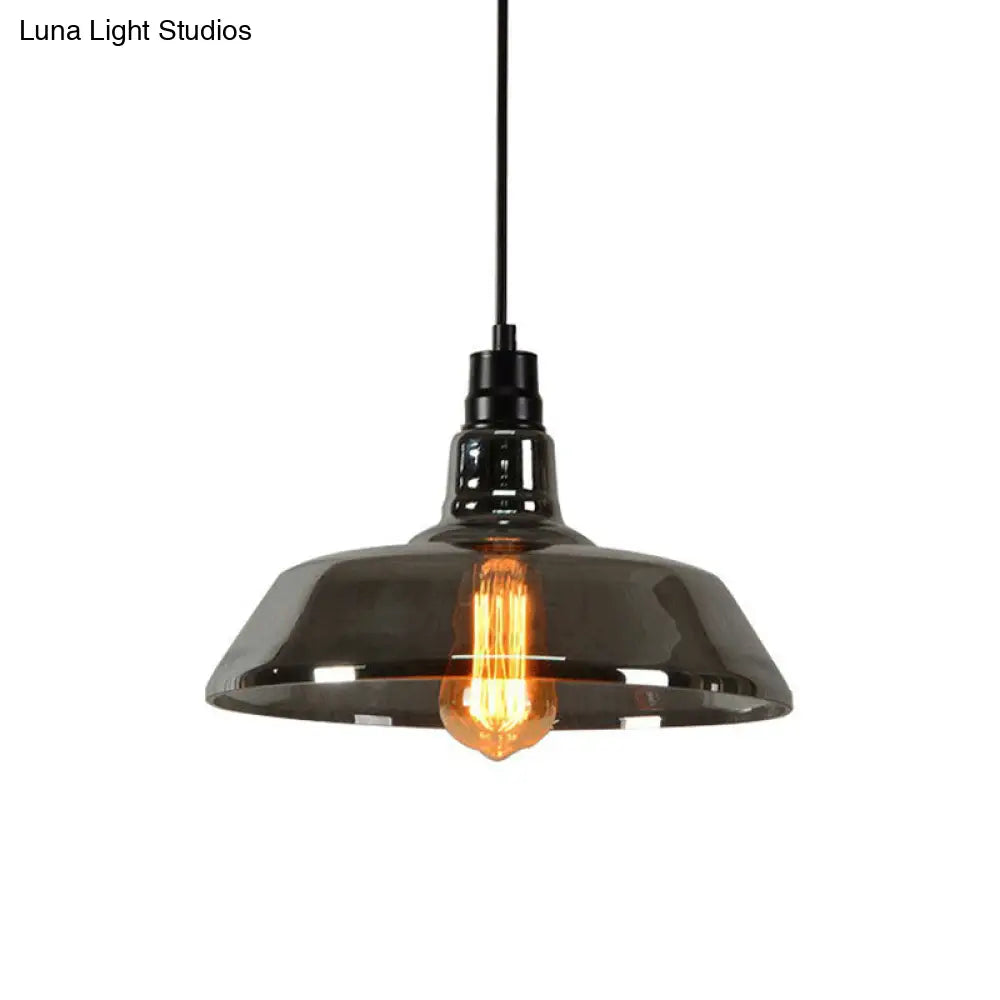 Vintage Glass Pendant Lamp With Single Bulb For Restaurant Lighting