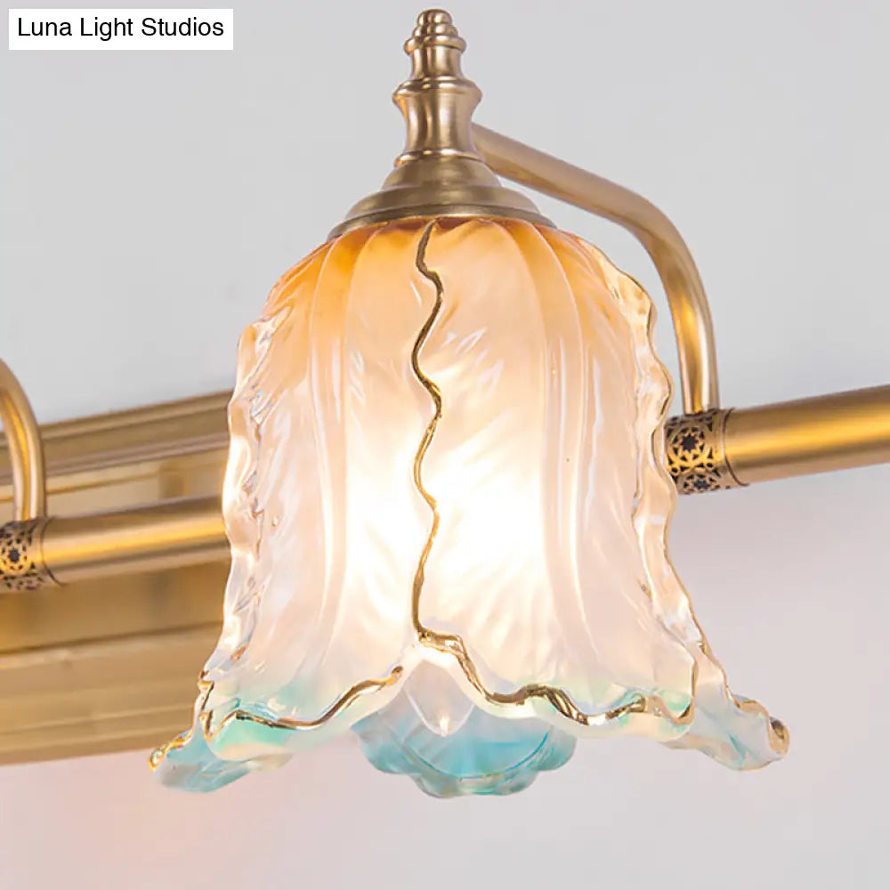 Vintage Gold Wall Light Fixture With Scalloped Textured Glass - Perfect For Bedroom Make-Up Lighting