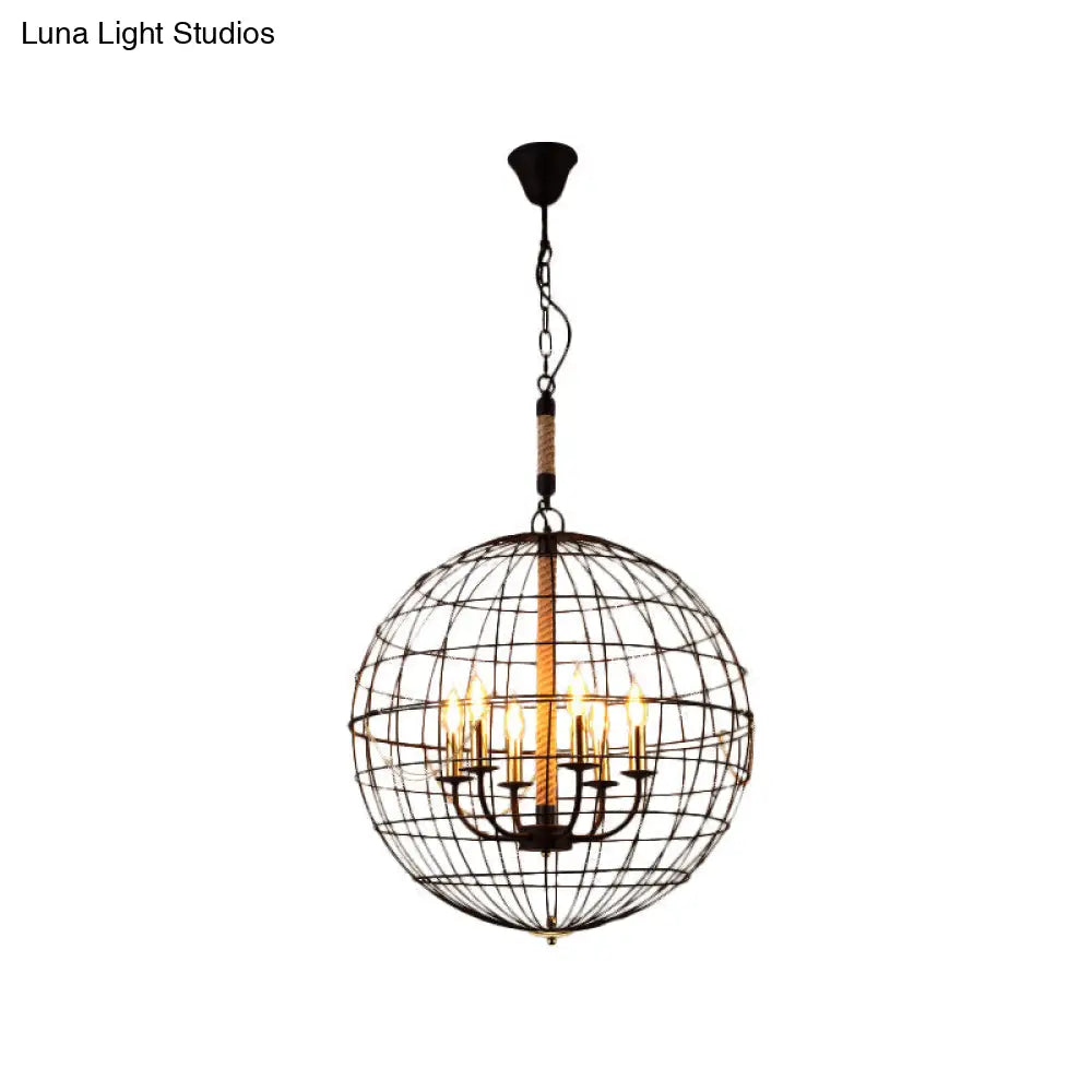 Vintage Golden Iron Hanging Lamp With Globe Shape - 3/4/6 Lights Stylish Dining Room Ceiling Fixture