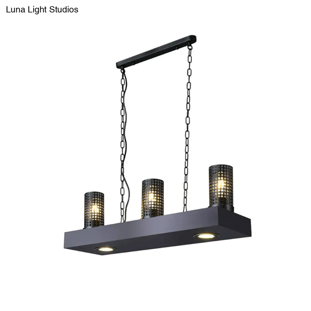 Vintage Hanging Ceiling Light With 3 Lights Bronze/Black Finish Cylinder Metal Shade - Perfect For