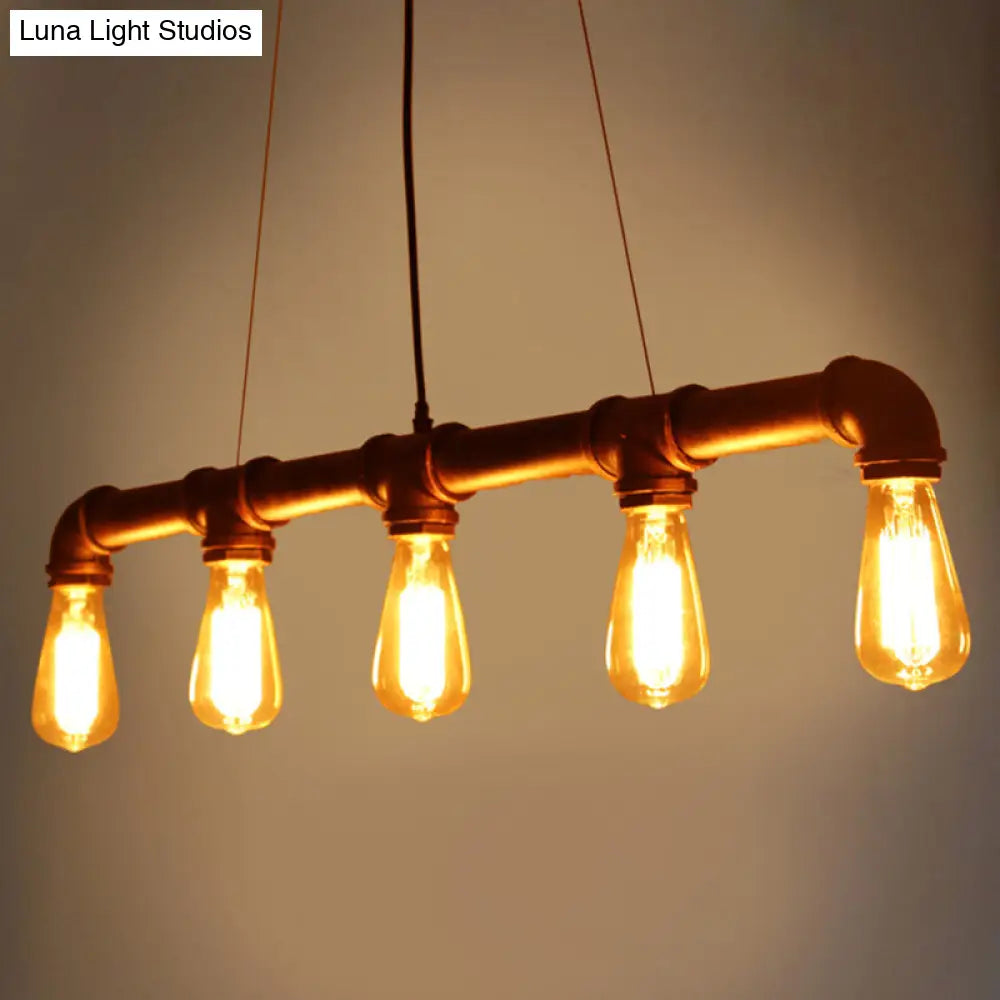 Vintage Iron Pendant Light With 5 Heads - Ideal For Restaurant Island Bars