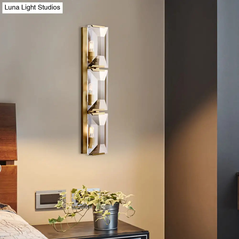 Vintage Iron Rectangular Sconce Light Fixture - Black/Gold Flush Mount Wall With 3 Bulbs
