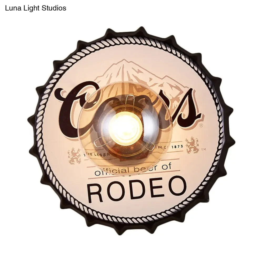 Vintage Led Wall Sconce: Bottle Cap Shape Metal Light For Restaurant Bar