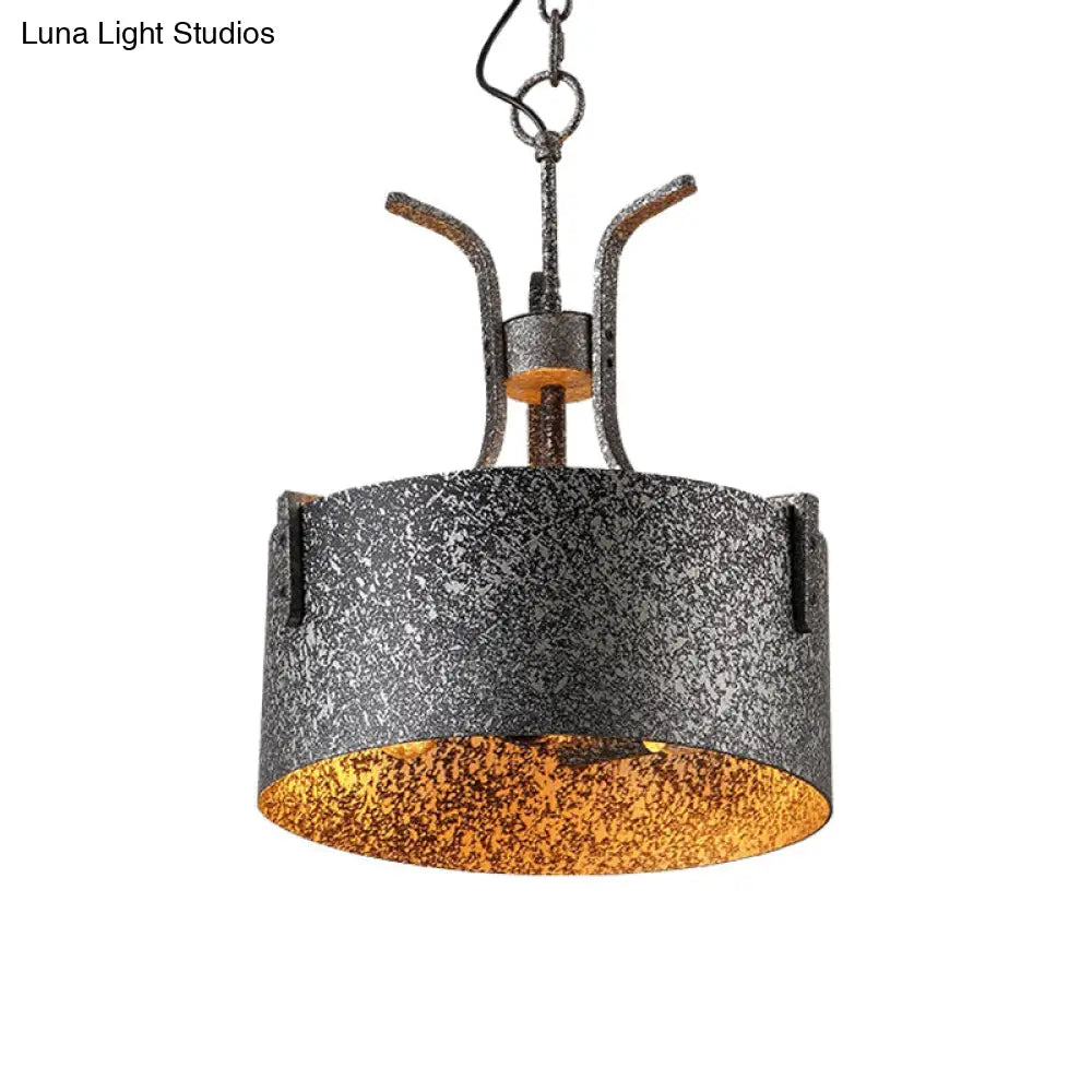 Vintage Metal Black Pendant Lamp With Elk Décor 12.5’/20’ Wide