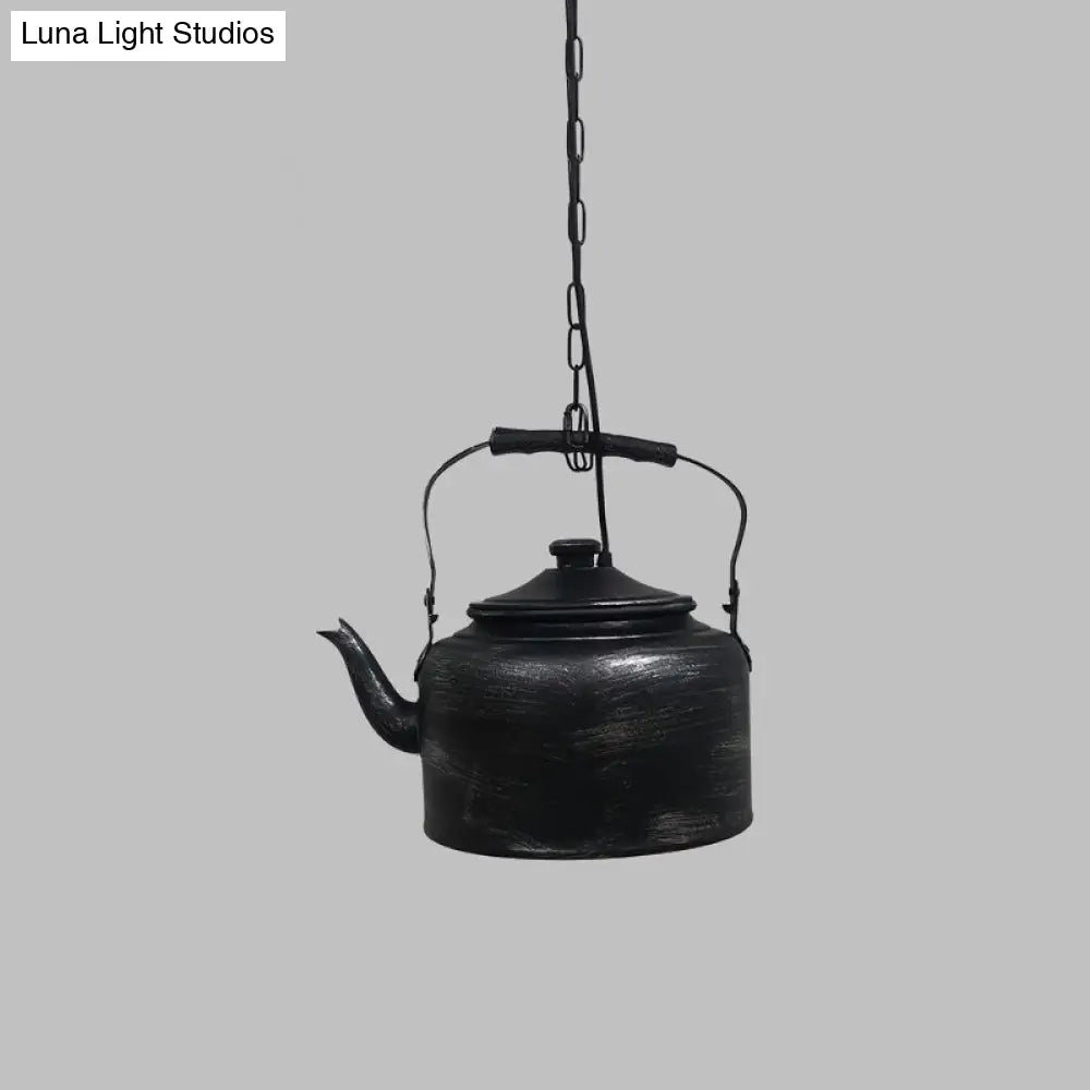 Vintage Metal Led Hanging Lamp For Teapot Restaurant - Black/Gold/Matte Black Finish