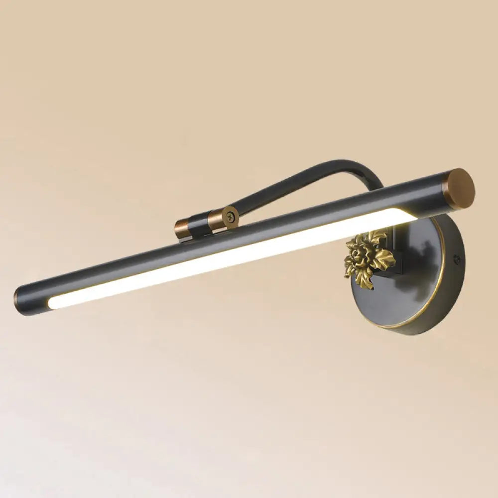 Vintage Metal Led Wall Mount Vanity Mirror Light With Adjustable Tube Black / 39.5 Natural