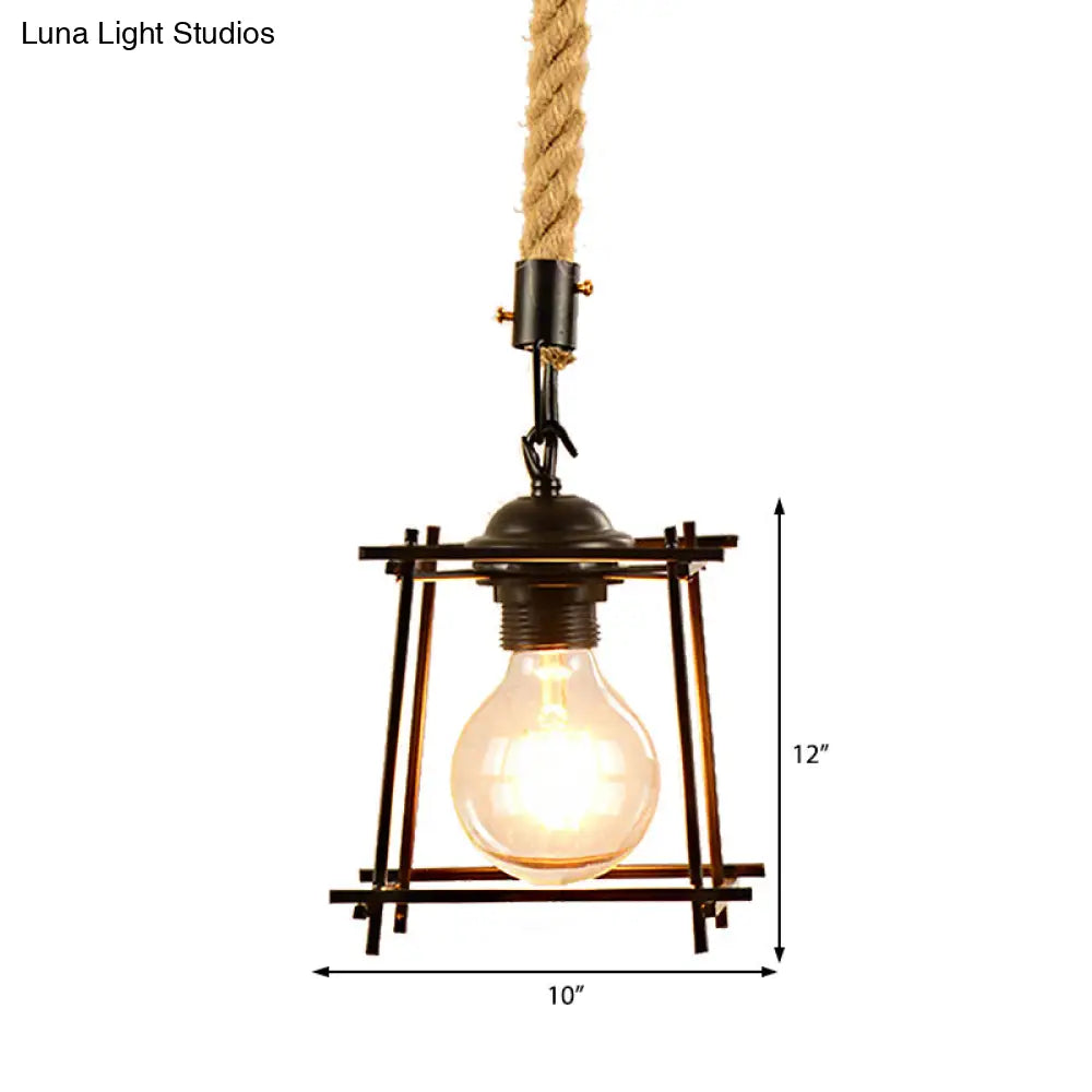 Vintage Metal Pendant Light With Square/Bottle Shade - 1-Light Hanging Ceiling Fixture For Dining