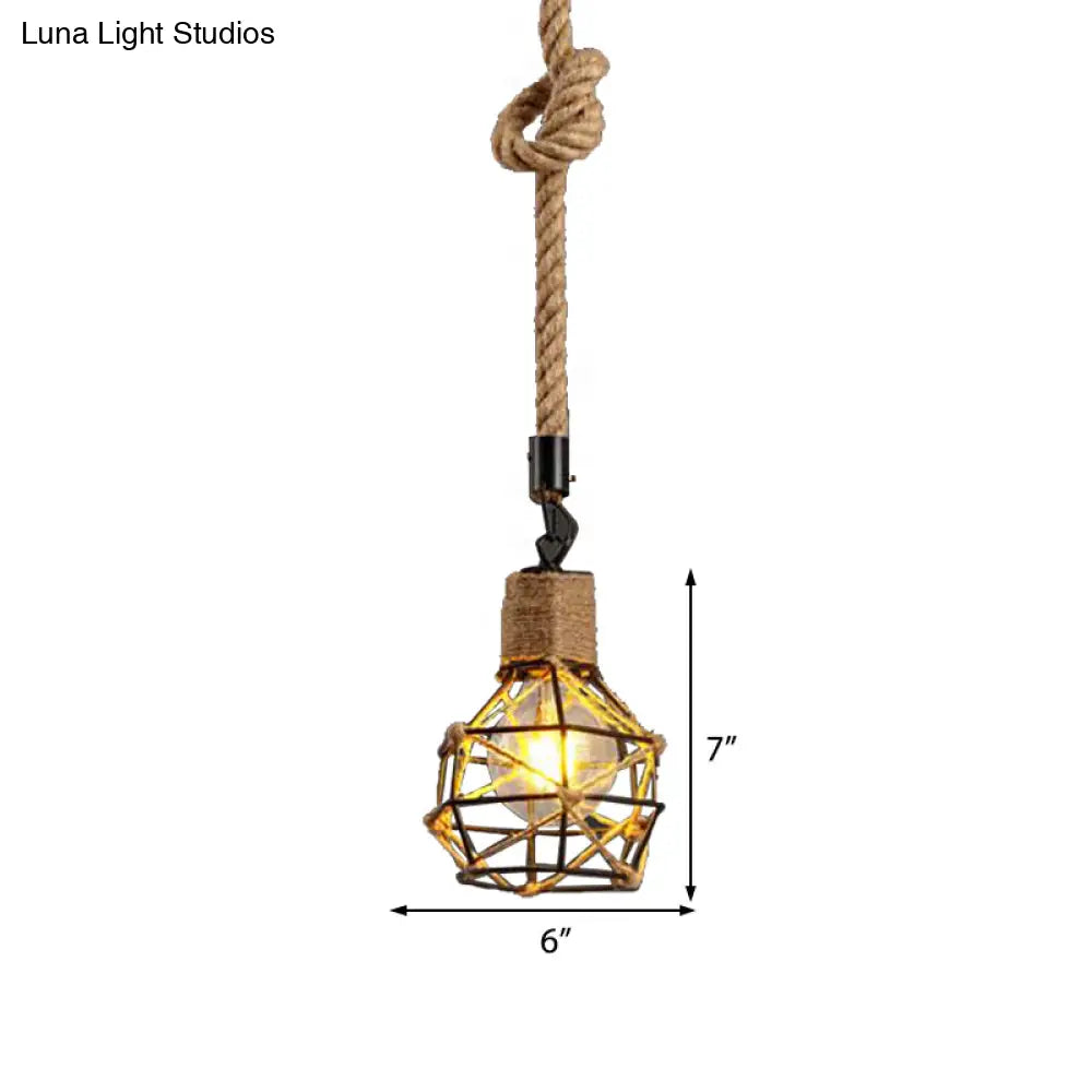 Vintage Metal Pendant Light With Square/Bottle Shade - 1-Light Hanging Ceiling Fixture For Dining