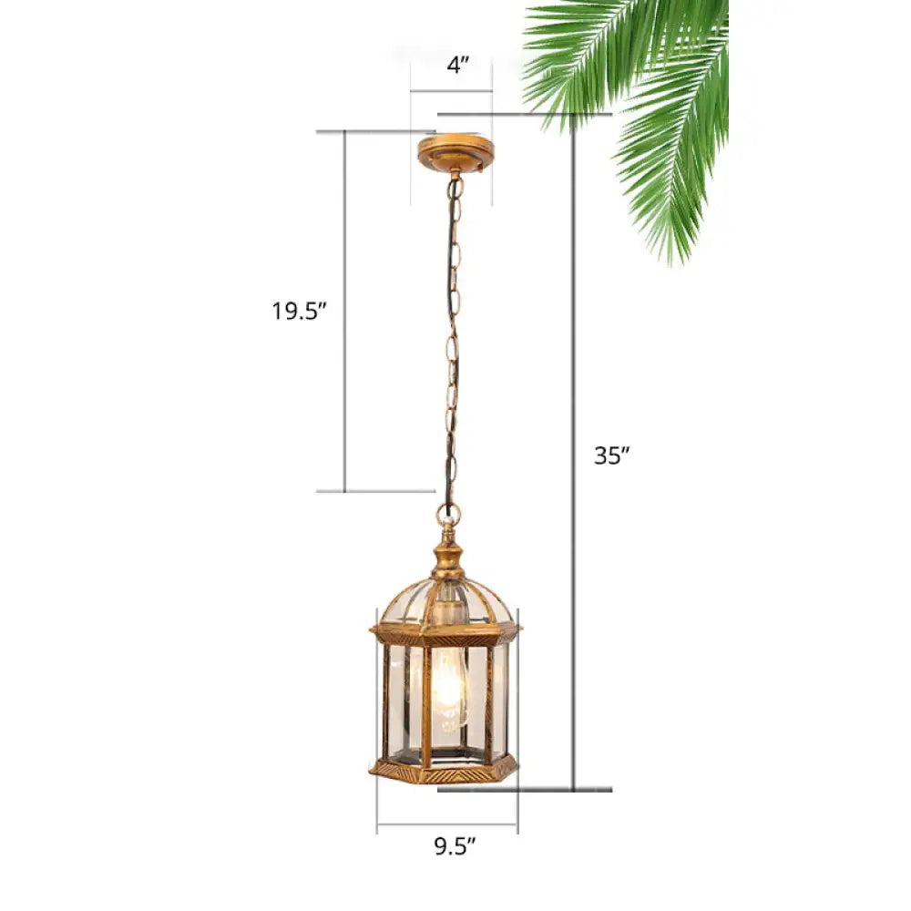 Vintage Outdoor Hanging Pendant Light With Clear Glass Birdcage Design Bronze / 9.5