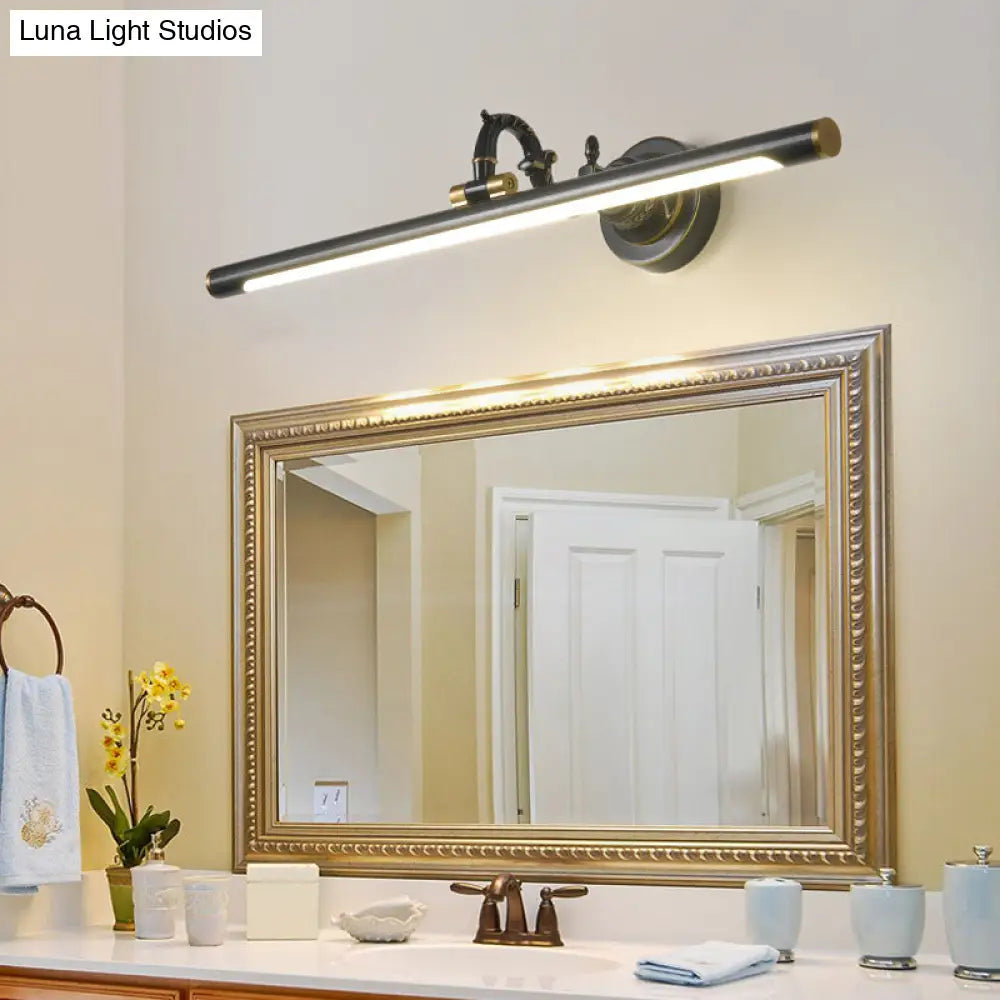 Vintage Rotating Wall Vanity Mirror Light In Antique Brass/Black - Available 3 Sizes