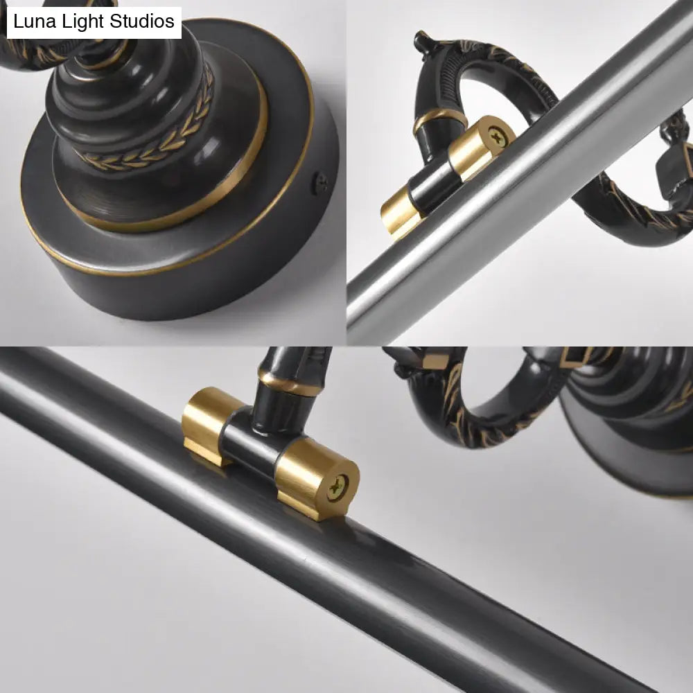Vintage Rotating Wall Vanity Mirror Light In Antique Brass/Black - Available 3 Sizes