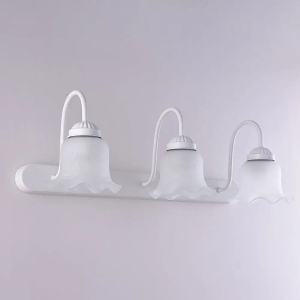 Vintage Ruffled Wall Mount Milk Glass Vanity Sconce With Gooseneck Arm For Bathroom Lighting 3 /