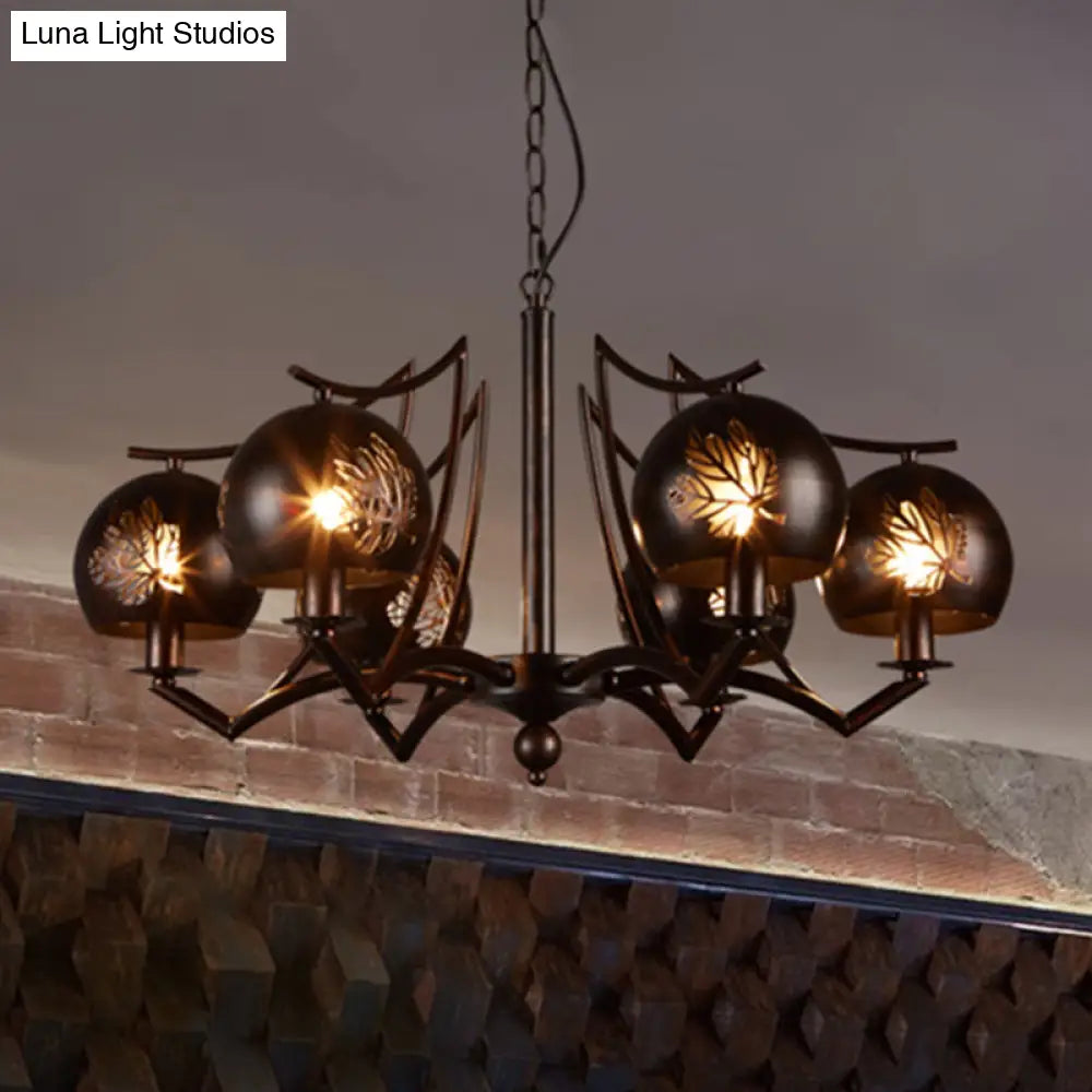 Vintage Rustic 6-Light Metal Hanging Chandelier – Bubbled Etched Ceiling Light For Dining Room
