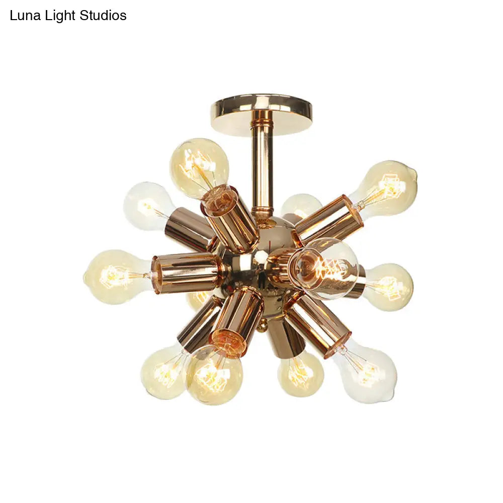 Vintage Semi-Flush Mount Ceiling Lamp With Chrome/Gold Sputnik Design Available In 6 9 Or 12 Lights