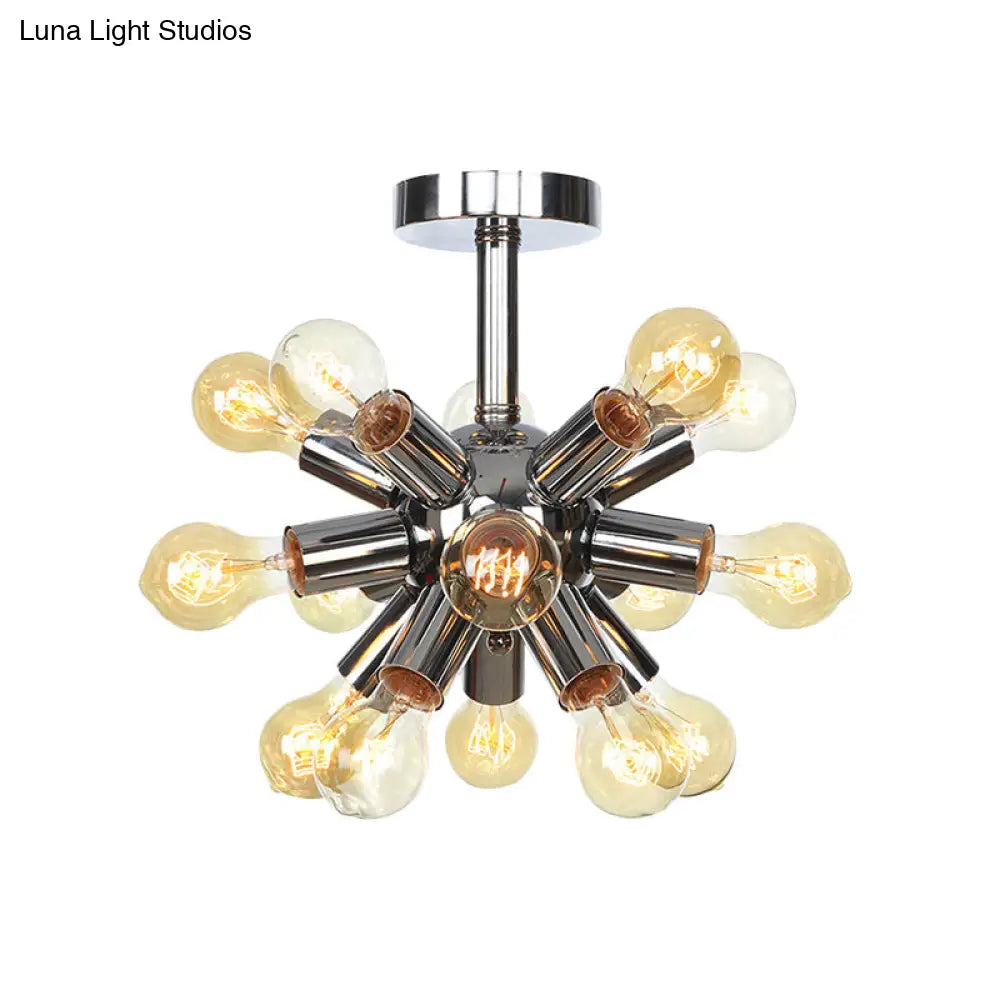 Vintage Semi-Flush Mount Ceiling Lamp With Chrome/Gold Sputnik Design Available In 6 9 Or 12 Lights