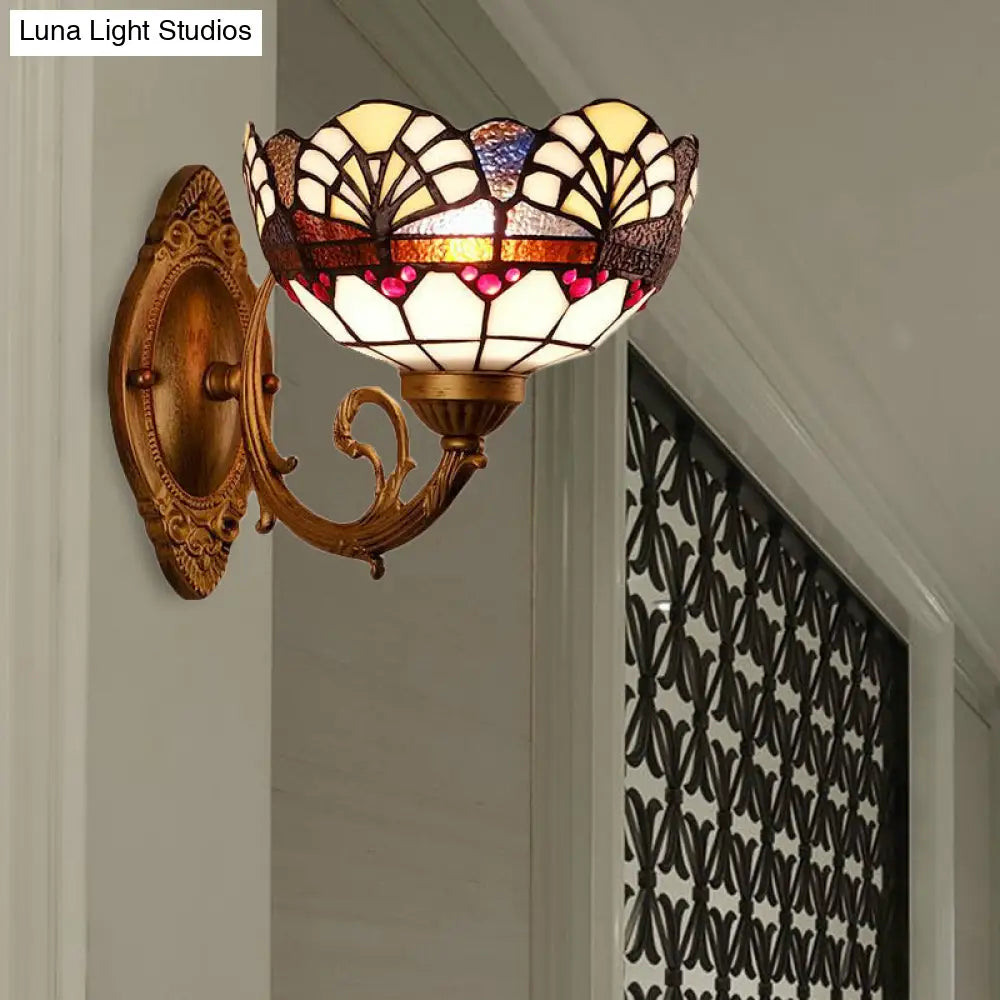 Vintage Stained Glass Wall Sconce Light For Living Room