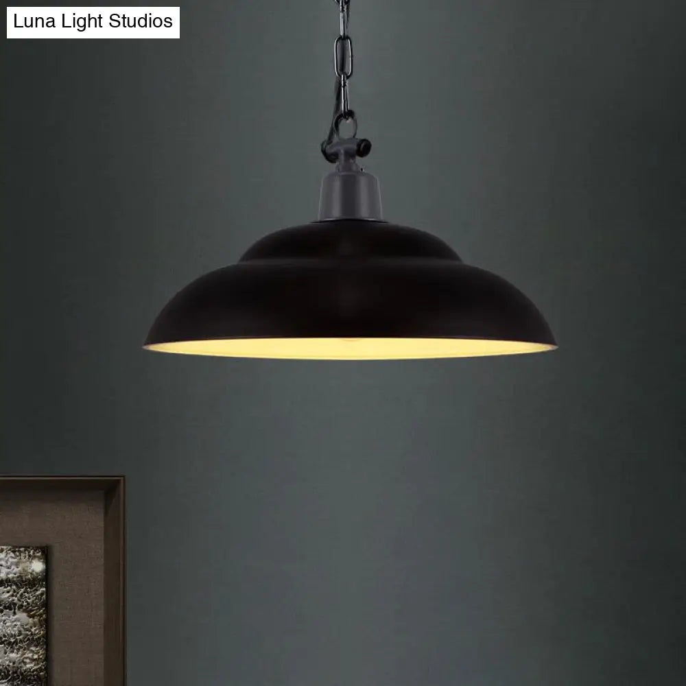 Vintage Style Black/Green Metallic Hanging Lamp With Chain - Indoor Pendant Light
