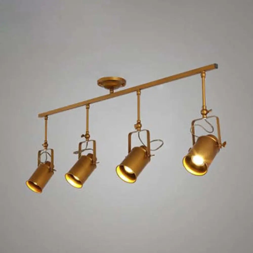 Vintage Style Bronze/Gold Finish Semi Flush Mount Ceiling Light With Cylindrical Shade – Ideal