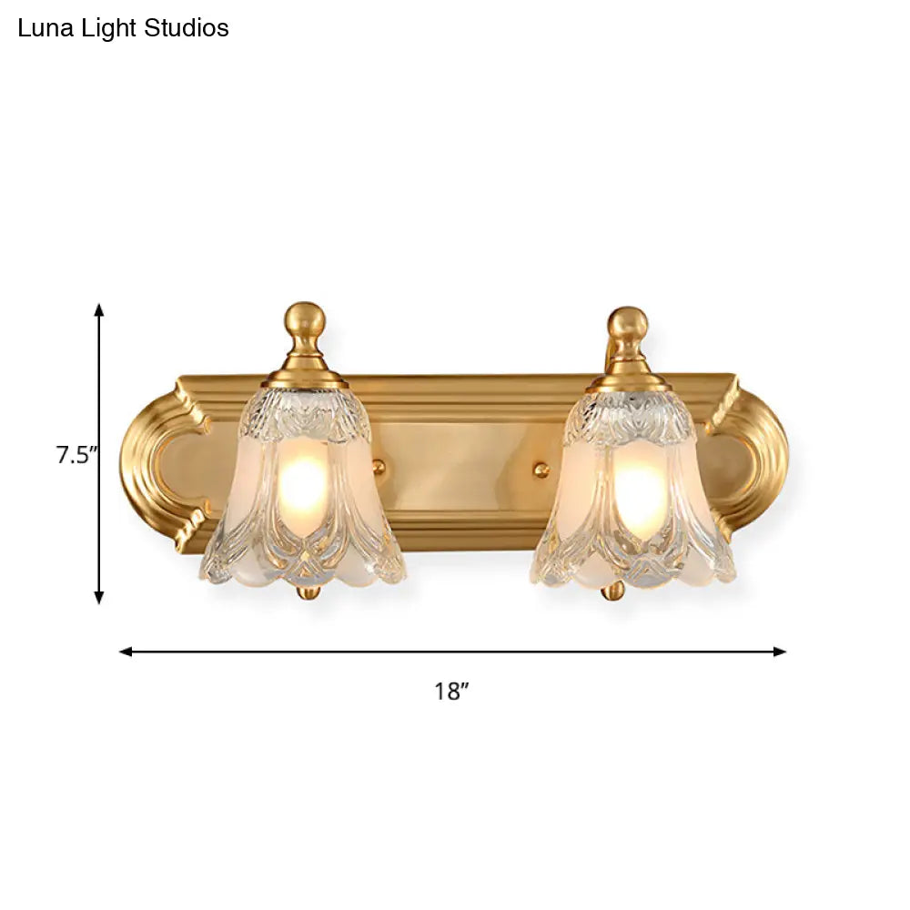 Vintage Style Vanity Sconce Light With Clear Glass Shade Golden Wall Lighting For Bathroom - 2/3