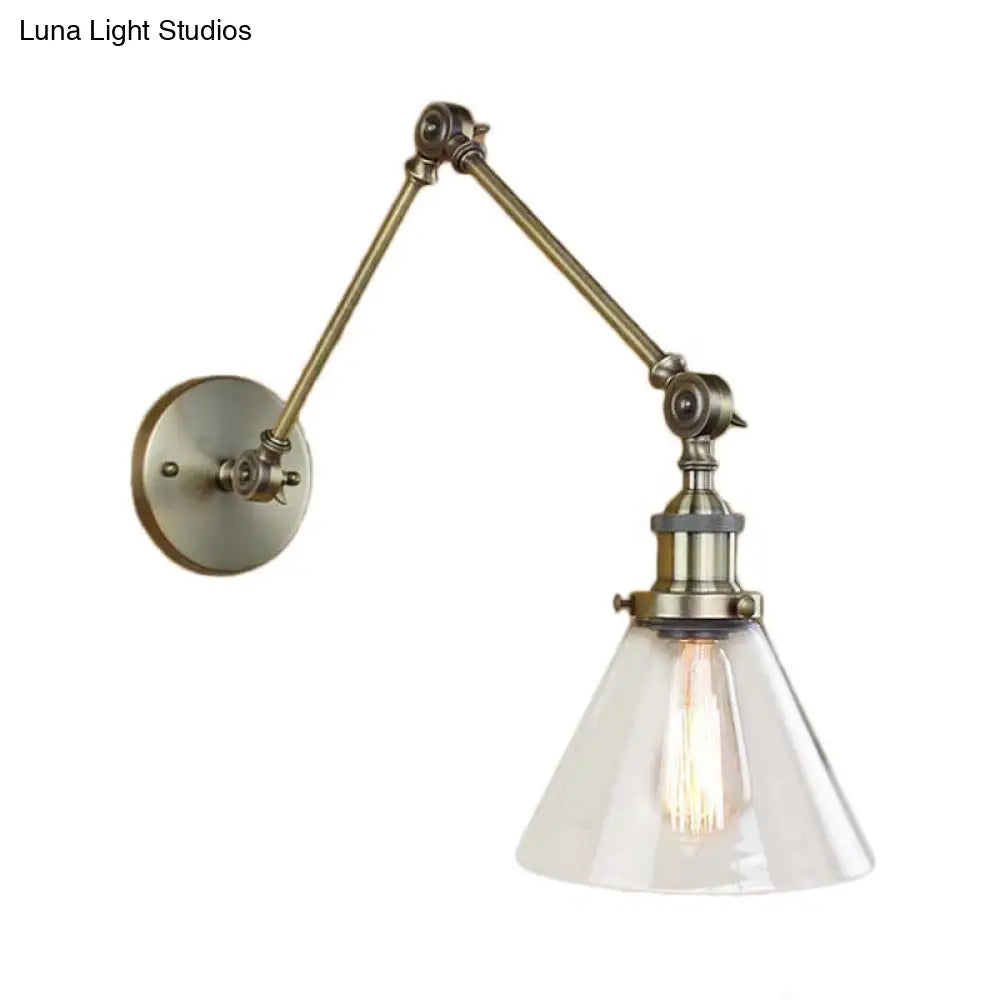 Vintage Style Wall Sconce With Clear Glass And Satin Brass Chrome Or Antique Finish - Perfect For