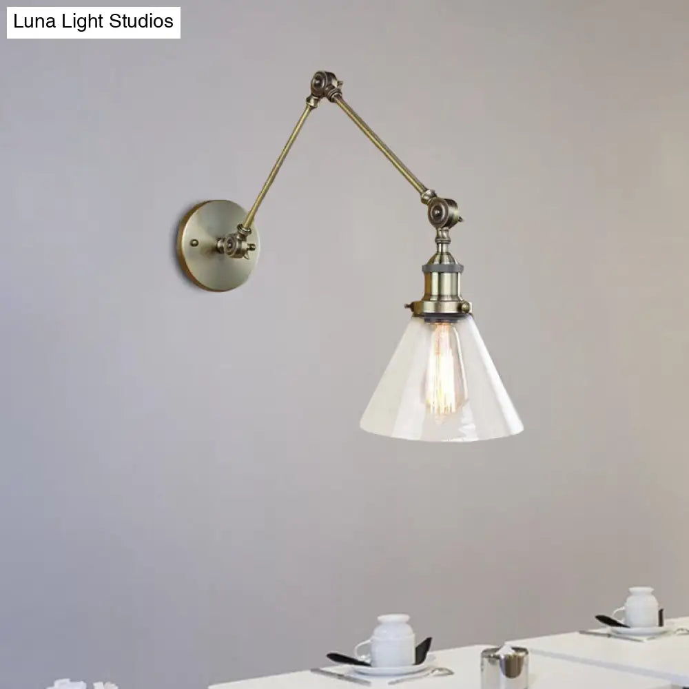 Vintage Style Wall Sconce With Clear Glass And Satin Brass Chrome Or Antique Finish - Perfect For