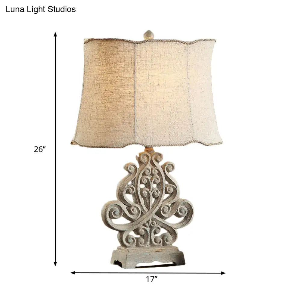 Vintage White Cylinder Table Lamp With Braided Trim - Ideal For Study Rooms And Night Lighting