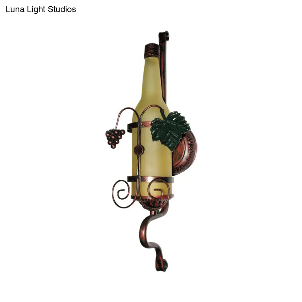Vintage Wine Bottle Wall Sconce Light In Yellow For Dining Room