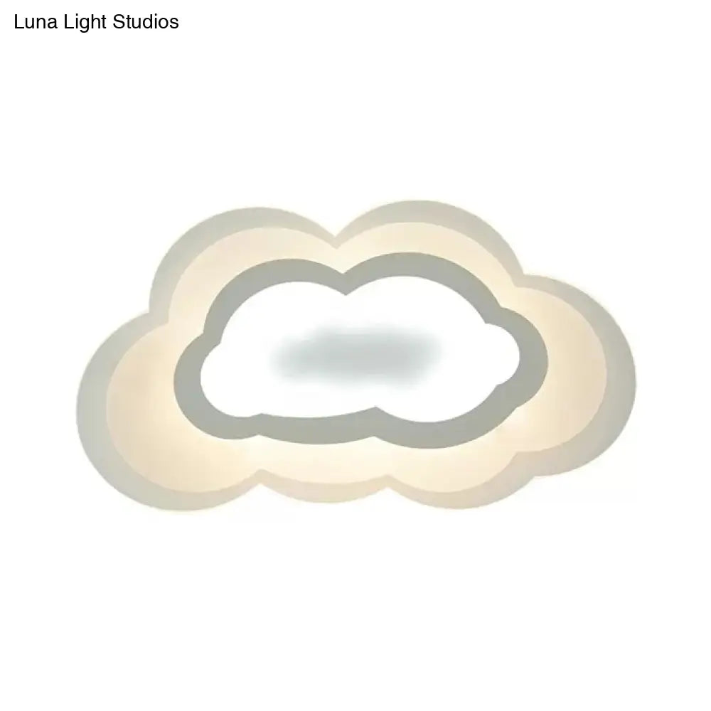 White Acrylic Cloud Ceiling Flush Mount Light With Simple Teen Style