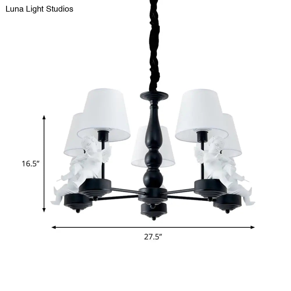 White Angel Ceiling Lamp: Simple Fabric Pendant Light For Living Room