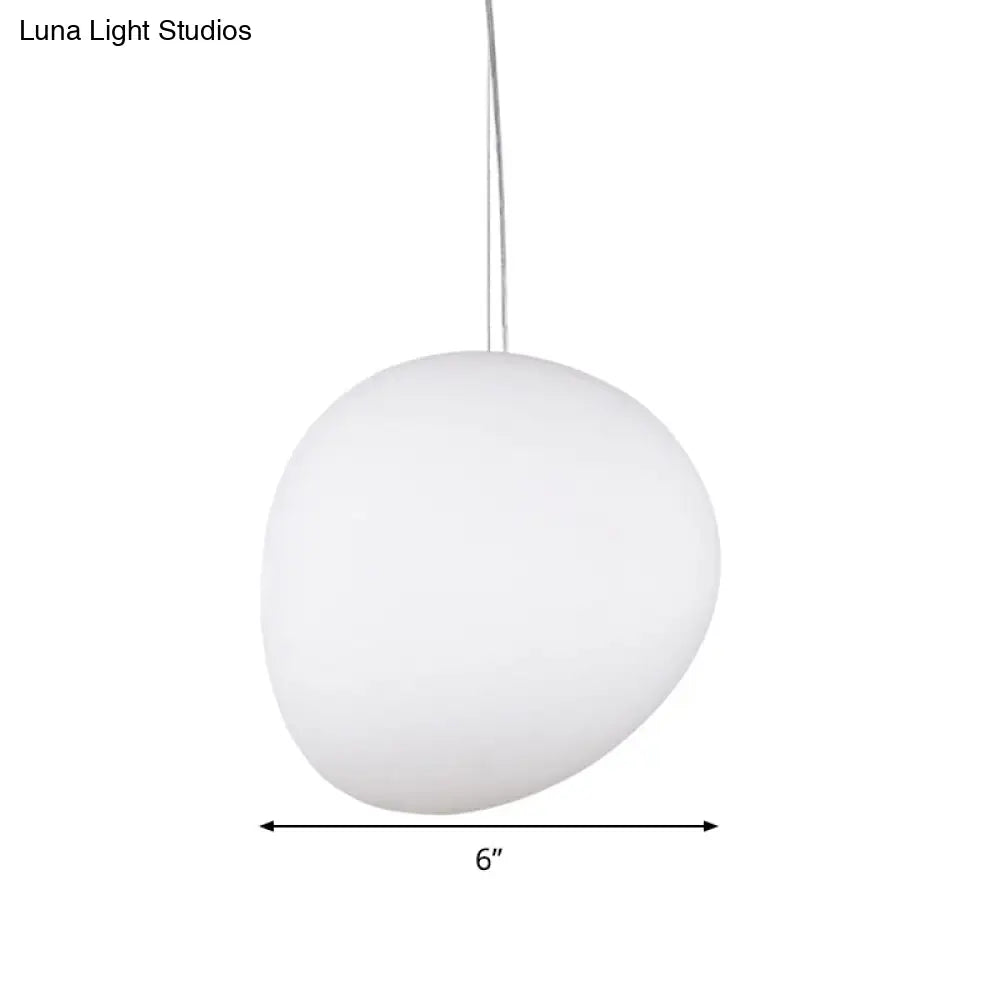 White Glass Oval Ceiling Pendant Light - 6’’/9’’/12.5’’ Wide - Simple Style - 1 Light Hanging Lamp Kit