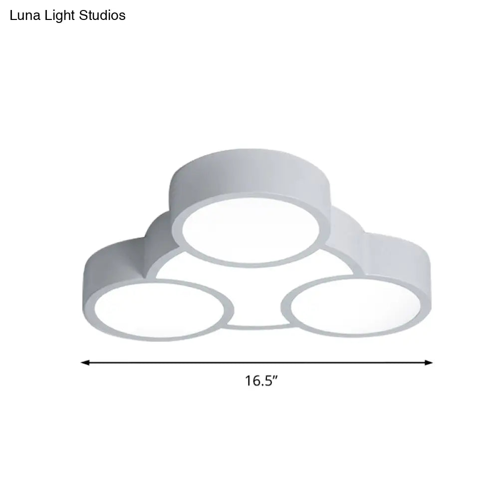 White Led Flush Mount Ceiling Lamp For Kindergarten With Simple Acrylic Design