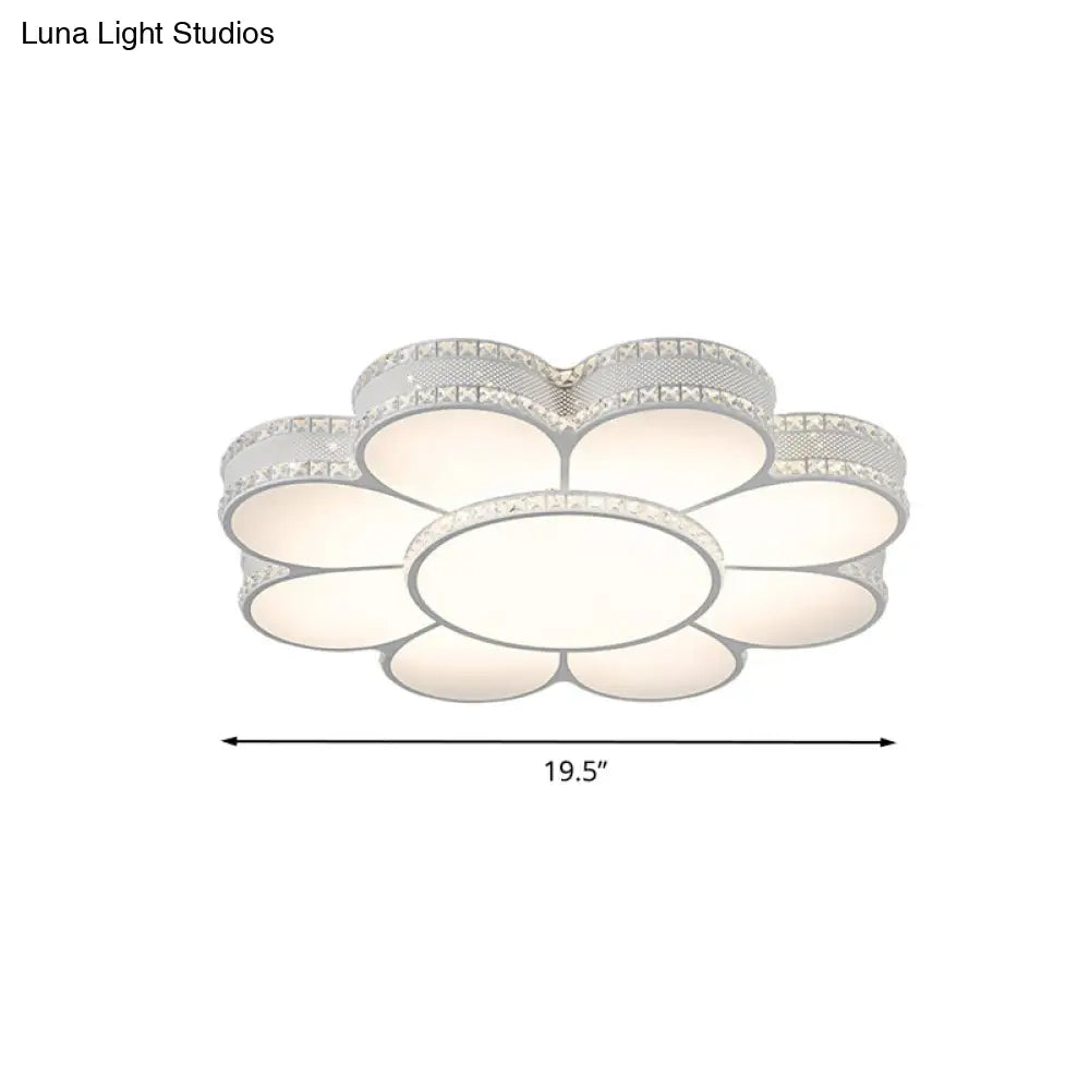 White Led Petal Ceiling Flush Mount Lamp - 19.5’/23.5’/31.5’ Modern Acrylic Warm 3 Color Light