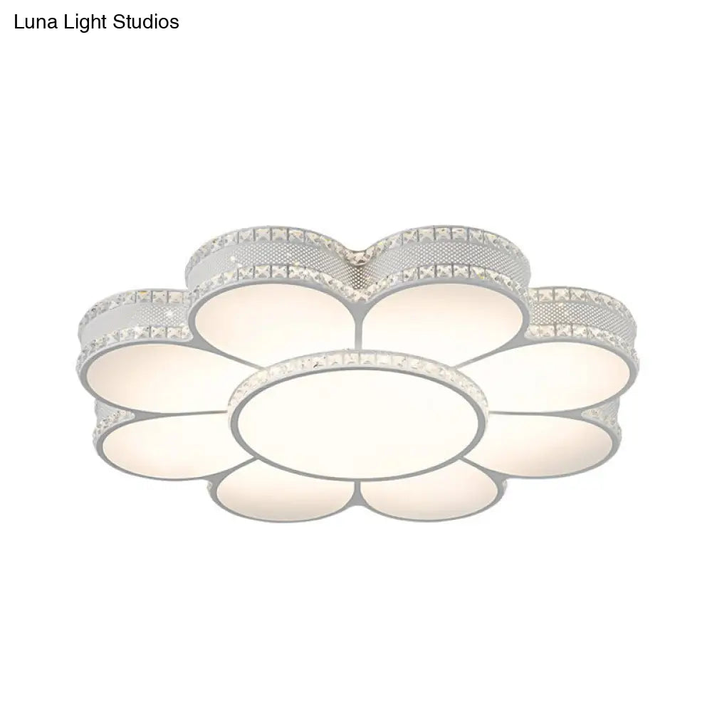 White Led Petal Ceiling Flush Mount Lamp - 19.5’/23.5’/31.5’ Modern Acrylic Warm 3 Color Light