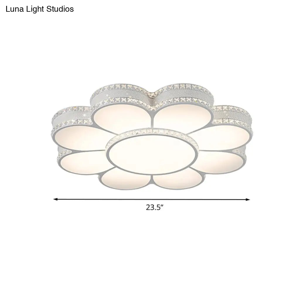 White Led Petal Ceiling Flush Mount Lamp - 19.5’/23.5’/31.5’ Modern Acrylic Warm 3 Color Light