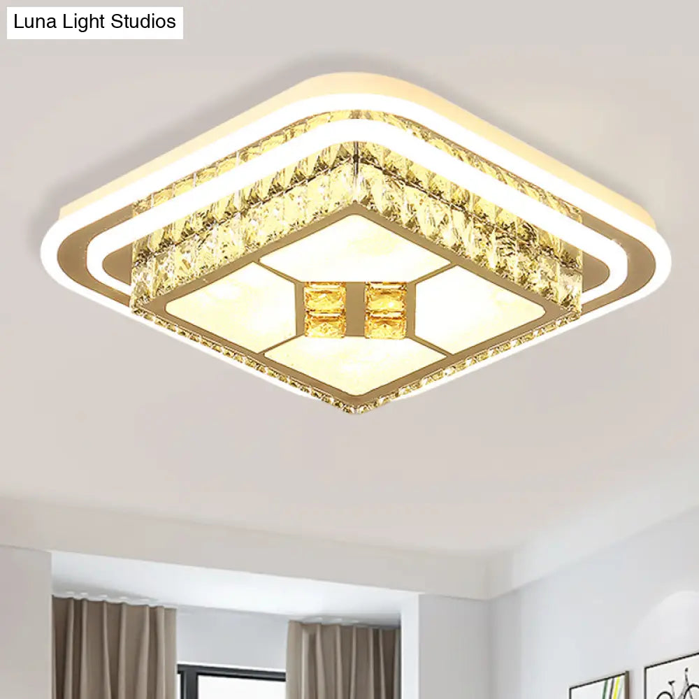White Led Wide Ceiling Mount Flush Light Fixture - 14/19.5/23.5 Width / 14