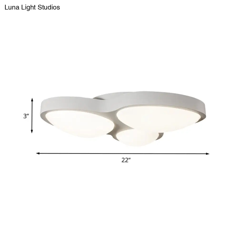 White Oval Ceiling Mounted Led Flushmount Lamp With 3 Modernist Metallic Lights - Bedroom Fixture