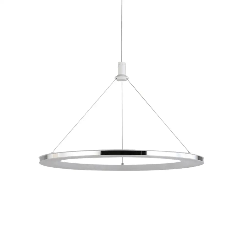 White Ring Pendant Light Fixture - Simple 1/3/5-Head Acrylic Ceiling Lamp 8/12 Wide