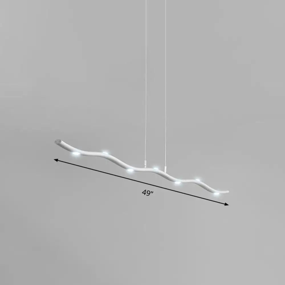 White Wave Island Lighting Fixture With 5/7 Simple Style Heads Warm/White Light