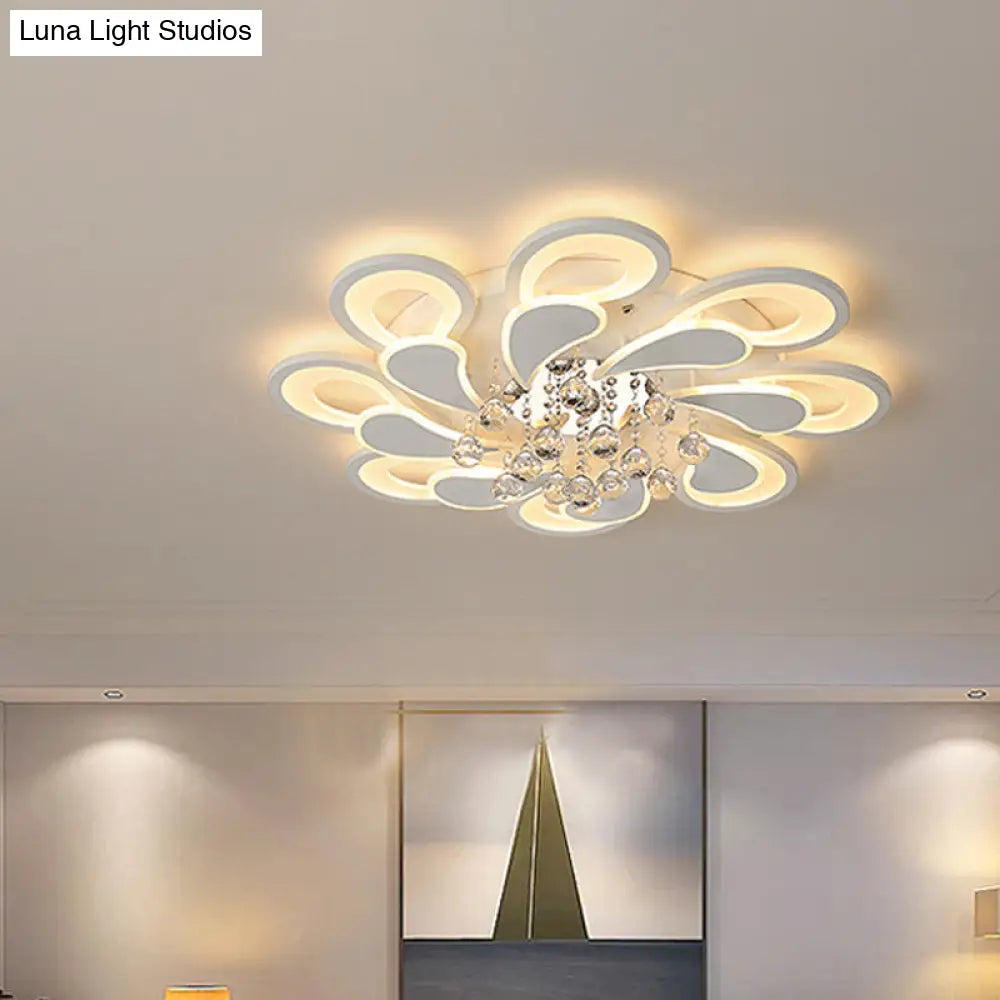White Windmill Flush Lamp Led Acrylic Ceiling Fixture With Crystal Drop - 27’/31.5’ Modernist