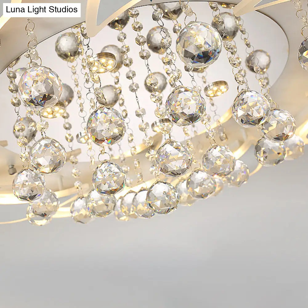 White Windmill Flush Lamp Led Acrylic Ceiling Fixture With Crystal Drop - 27’/31.5’ Modernist