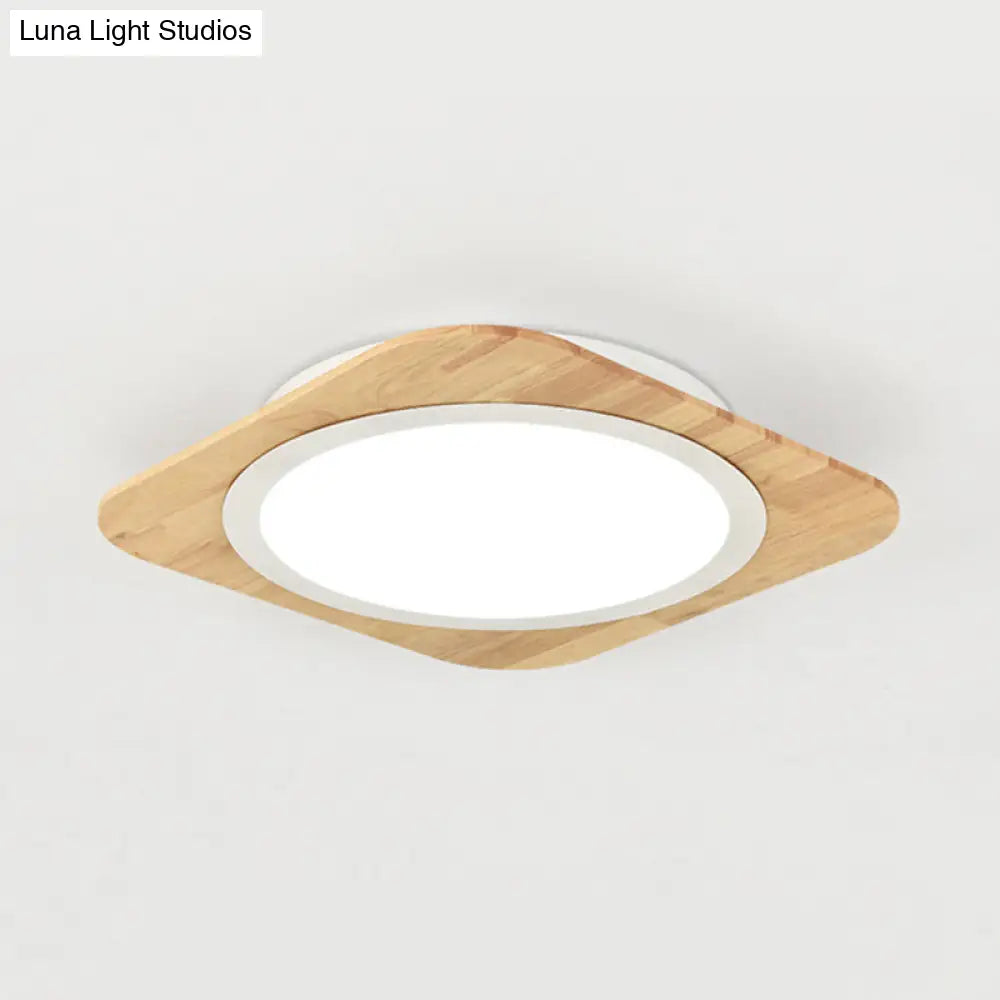 Wooden Nordic Style Child Bedroom Ceiling Lamp In Beige