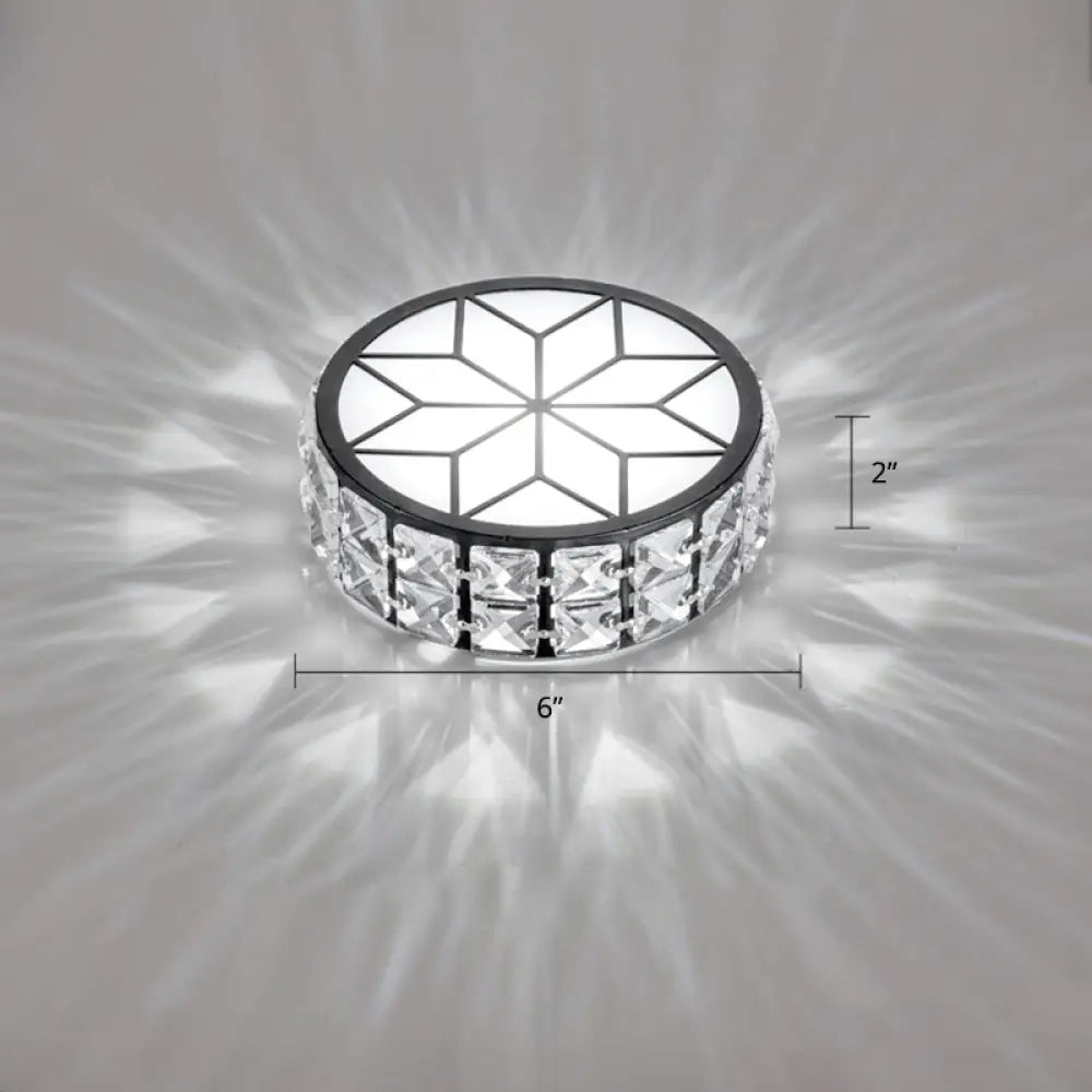 Clear cut crystal LED ceiling light with floral pattern