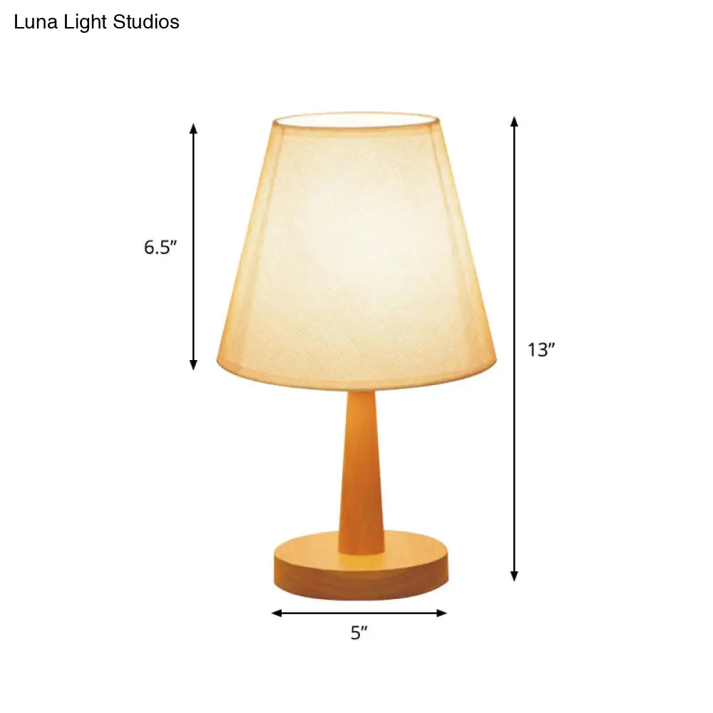 1 Bulb Beige Nightstand Lamp Modernist Bedroom Night Light With Fabric Shade