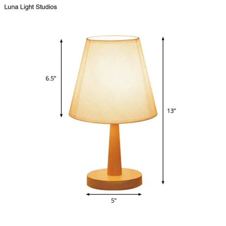 1 Bulb Beige Nightstand Lamp Modernist Bedroom Night Light With Fabric Shade