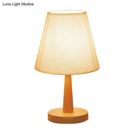 1 Bulb Beige Nightstand Lamp Modernist Bedroom Night Light With Fabric Shade