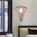 1-Bulb Gold Finish Frosted Glass Wall Mount Sconce Lamp