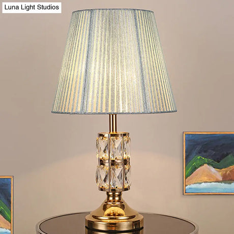 1 Bulb Modern Gold Table Lamp With Wide Flare Shade - Perfect For Dining Room Or Desk